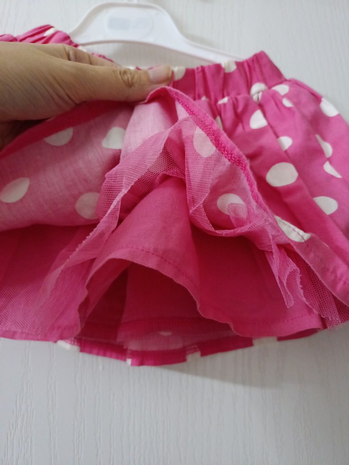 Puantiyeli Pembe Kız Çocuk Etek - Görsel 3