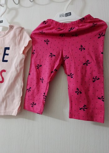 Pembe Baskılı Kız Bebek Kısa Kollu Takım - Görsel 3