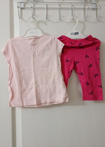 Pembe Baskılı Kız Bebek Kısa Kollu Takım - Görsel 4