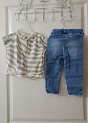 Kısa Kollu tshirt kot pantolon Takım - Görsel 2