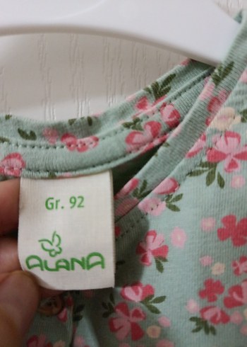 Yeşil Çiçekli Kız Çocuk Kısa Kollu Elbise - Görsel 3