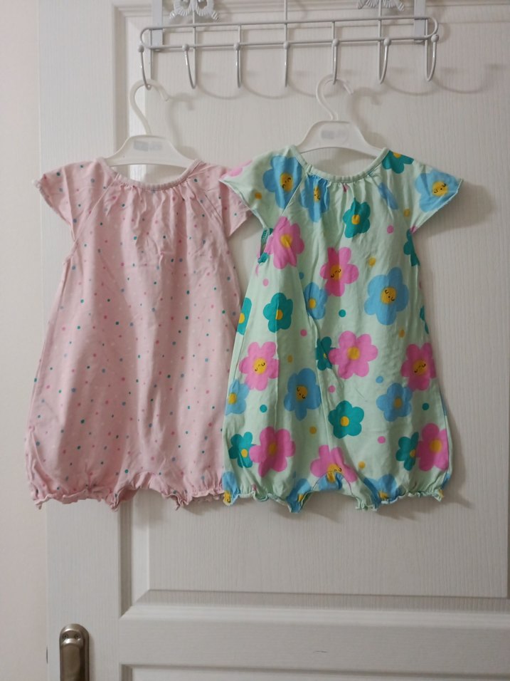 Pembe ve Çiçek Desenli Bebek Kız Tulumları - Görsel 5