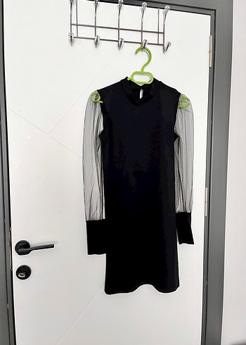 Diğer Şeffaf Kollu Siyah Uzun Gotik Elbise