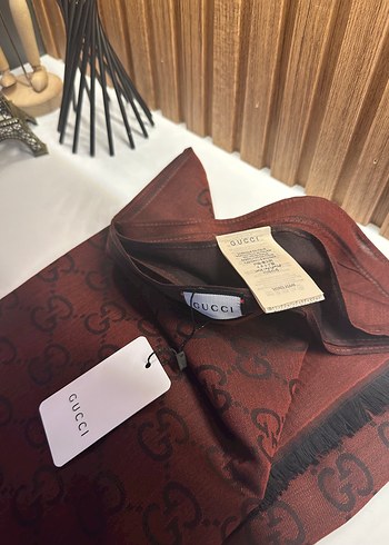 Beden kahverengi Renk Gucci Kahverengi Parlak Pilili Kadın Şal