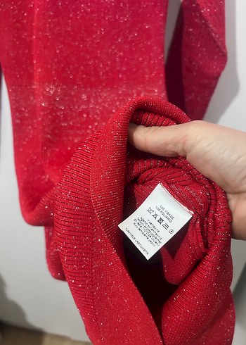 Kırmızı Uzun Kollu Triko Kadın Elbise - Görsel 6