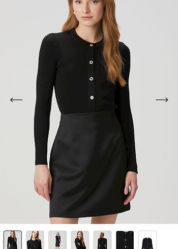 Düğmeli Siyah Kadın Midi Hırka - Görsel 4