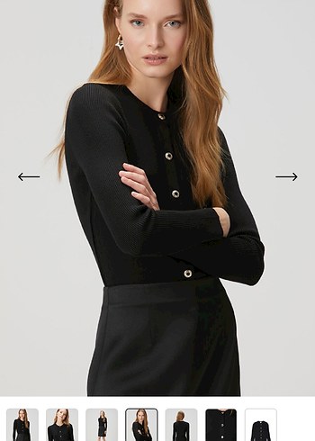 Düğmeli Siyah Kadın Midi Hırka - Görsel 6