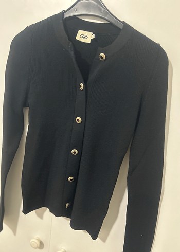 Düğmeli Siyah Kadın Midi Hırka - Görsel 3