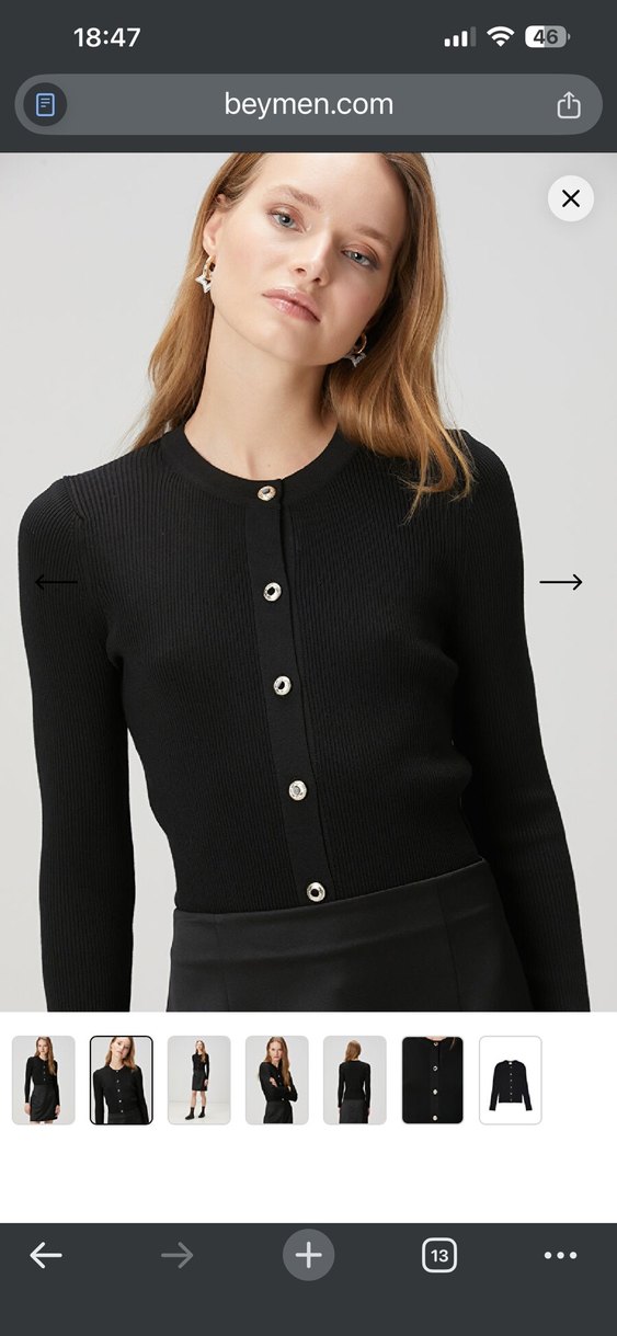 Düğmeli Siyah Kadın Midi Hırka - Görsel 5