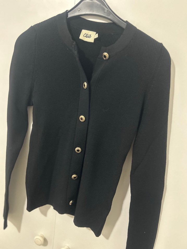 Düğmeli Siyah Kadın Midi Hırka - Görsel 3