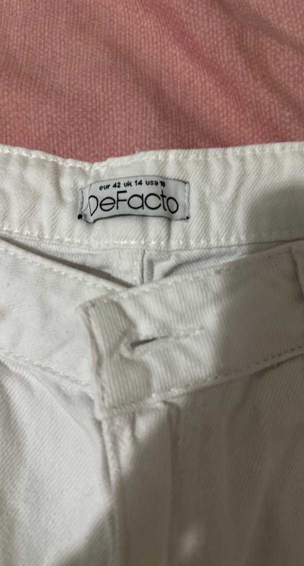 Beyaz Pamuklu Mini Kot Şort - Görsel 2