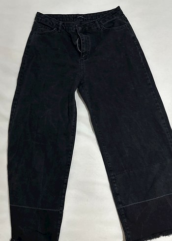 Siyah Loose Fit Midi Kadın Jean