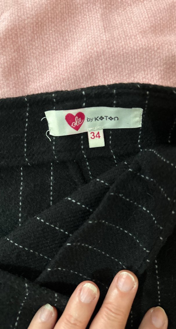 Çizgili  Siyah Midi Etek - Görsel 2