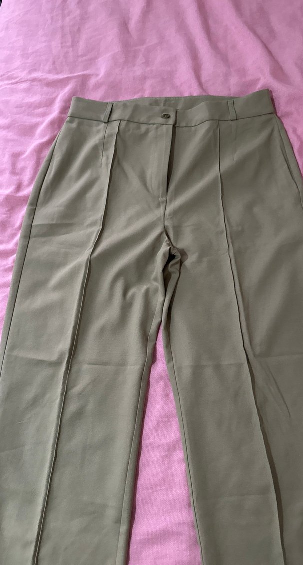 Bej Kadın Kumaş Pantolon Midi Boy - Görsel 2