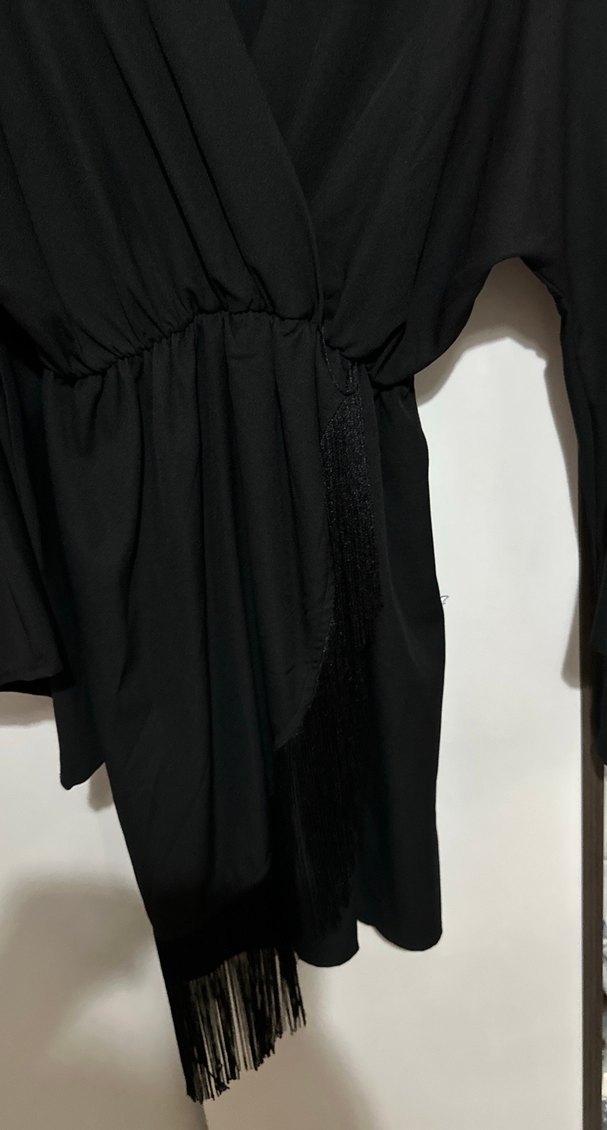 Uzun Kollu Siyah elbise - Görsel 4