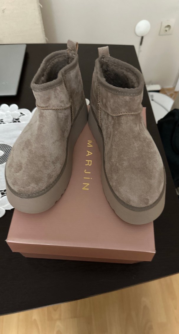 Bej Süet Kadın Dolgu Topuk Bot - Görsel 4