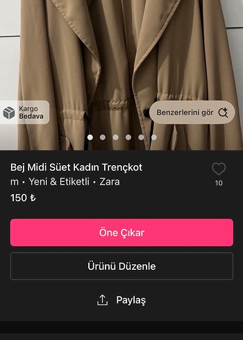 Bej Midi Süet Kadın Trençkot