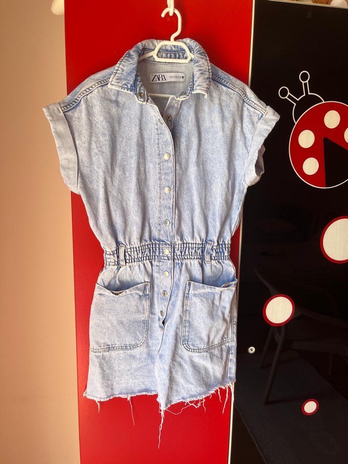 Düğmeli Kot Mini Tulum - Görsel 2