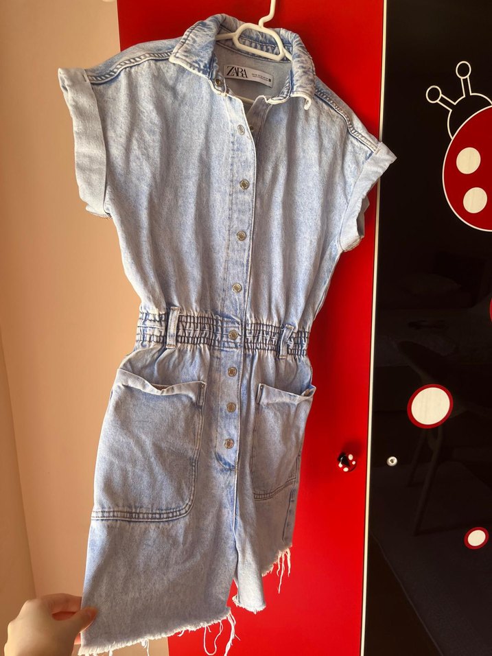 Düğmeli Kot Mini Tulum - Görsel 3