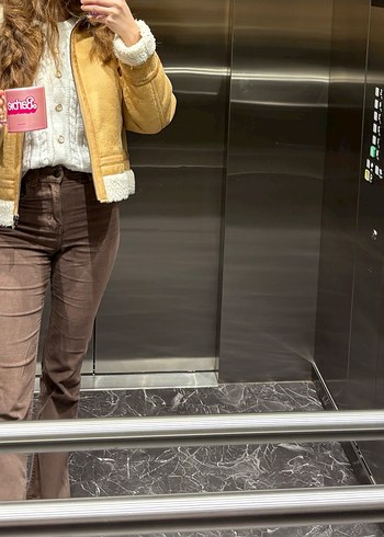 Kadın Bej Süet Kürklü Ceket - Görsel 5