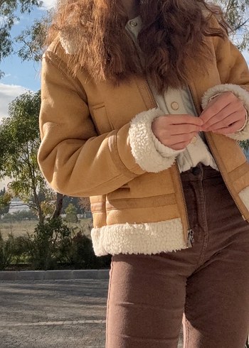 Kadın Bej Süet Kürklü Ceket - Görsel 3