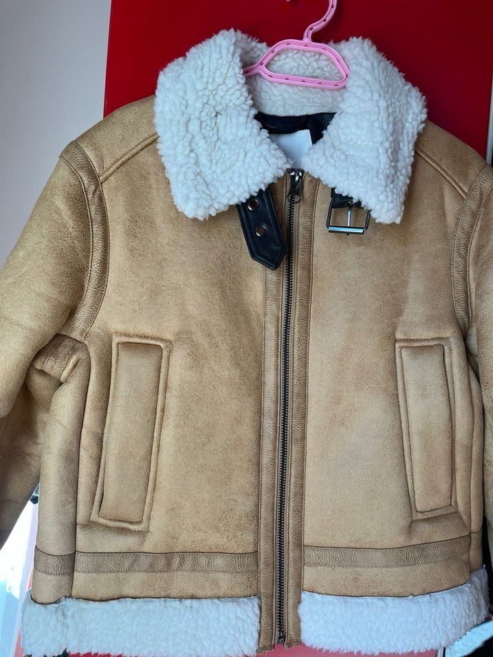 Kadın Bej Süet Kürklü Ceket - Görsel 2