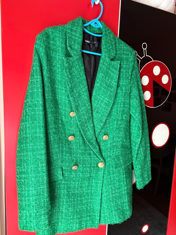 Yeşil Kadın Düğmeli Blazer Ceket Tüvit Ceket - Görsel 4