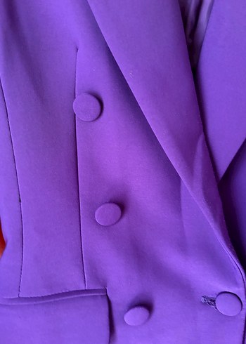 Mor Düğmeli Kadın Blazer Ceket - Görsel 3