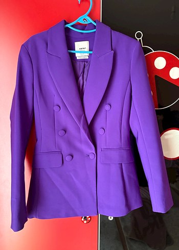 Mor Düğmeli Kadın Blazer Ceket - Görsel 2
