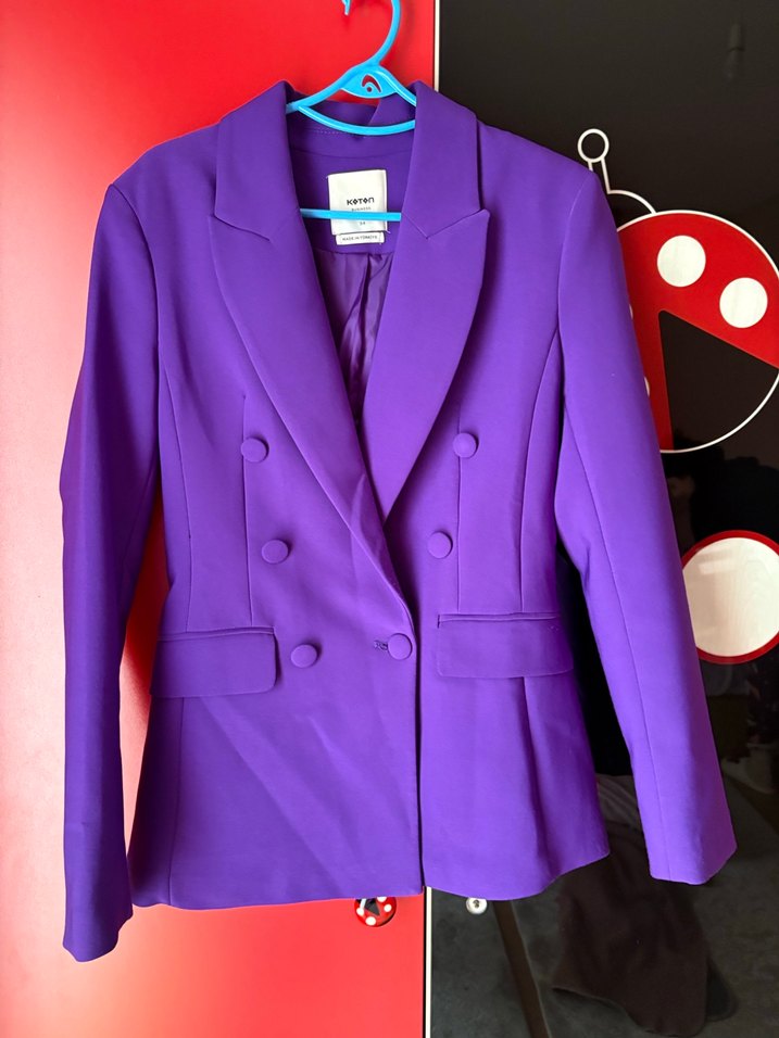 Mor Düğmeli Kadın Blazer Ceket - Görsel 2
