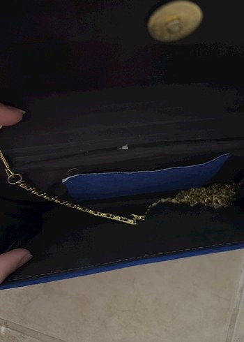 Mavi Kadın Süet Tokalı Clutch Çanta - Görsel 2