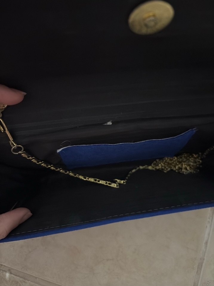 Mavi Kadın Süet Tokalı Clutch Çanta - Görsel 2