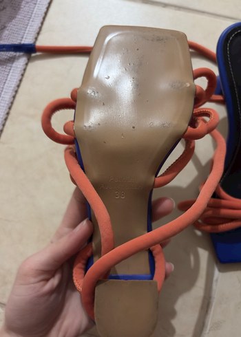 Çok Renkli Elastik Bantlı Stiletto Kadın Sandalet - Görsel 4