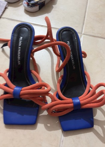 Çok Renkli Elastik Bantlı Stiletto Kadın Sandalet - Görsel 3