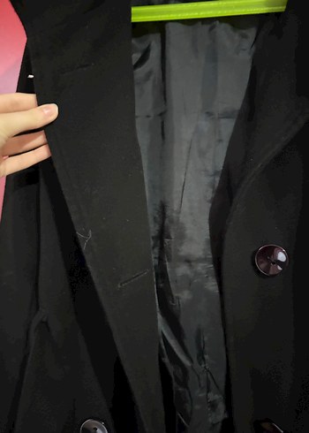 Siyah Çift Düğmeli Kaban - Görsel 3