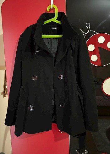 Siyah Çift Düğmeli Kaban - Görsel 4