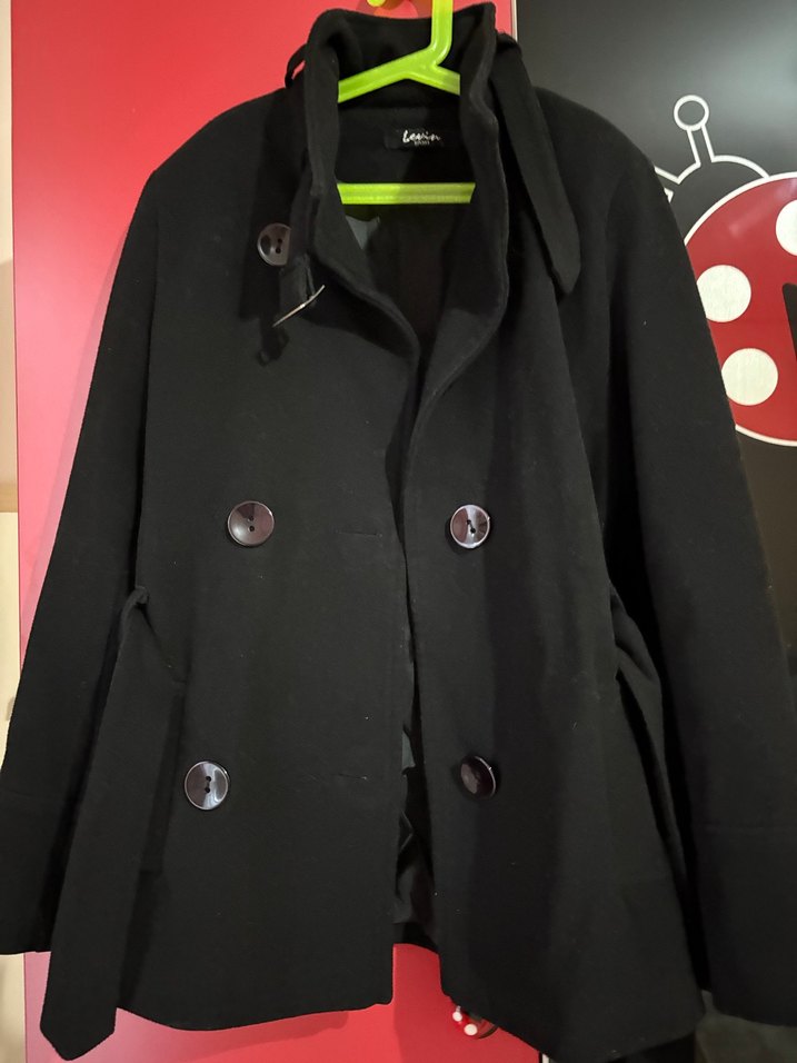 Siyah Çift Düğmeli Kaban - Görsel 2