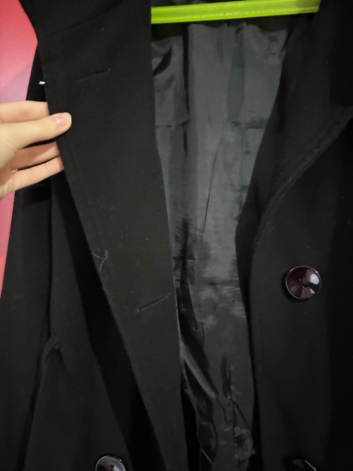 Siyah Çift Düğmeli Kaban - Görsel 3