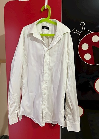 Düğmeli Beyaz Uzun Kollu Erkek Gömlek - Görsel 4