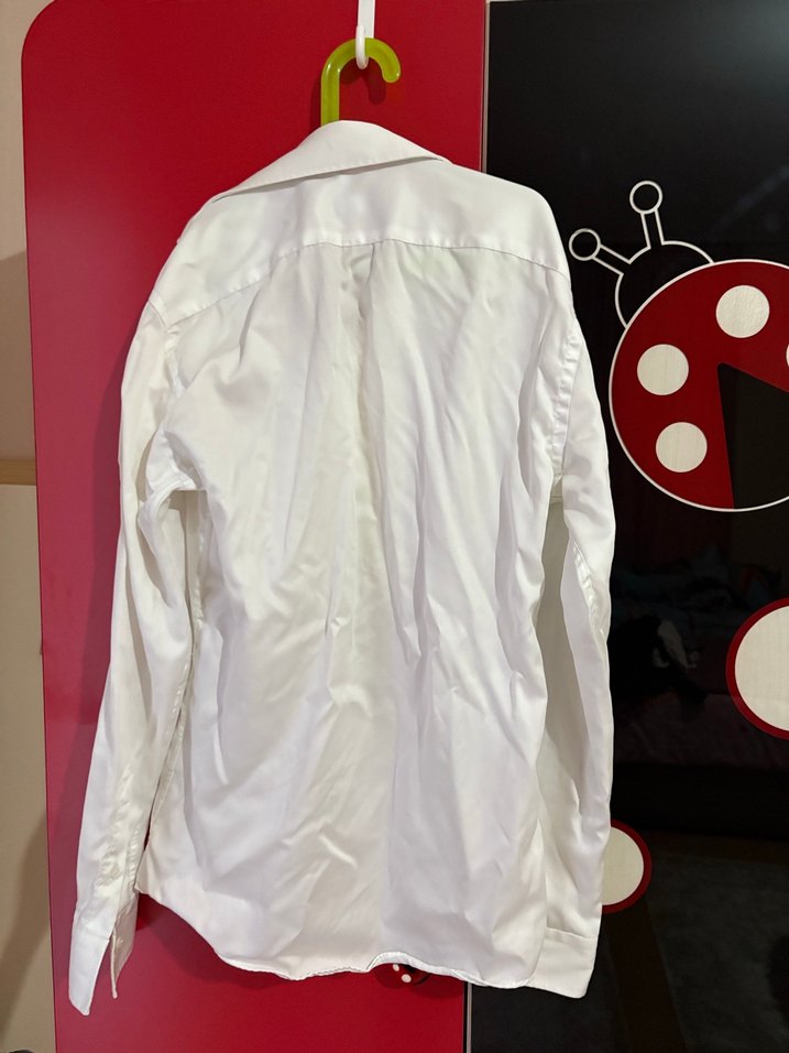 Düğmeli Beyaz Uzun Kollu Erkek Gömlek - Görsel 2