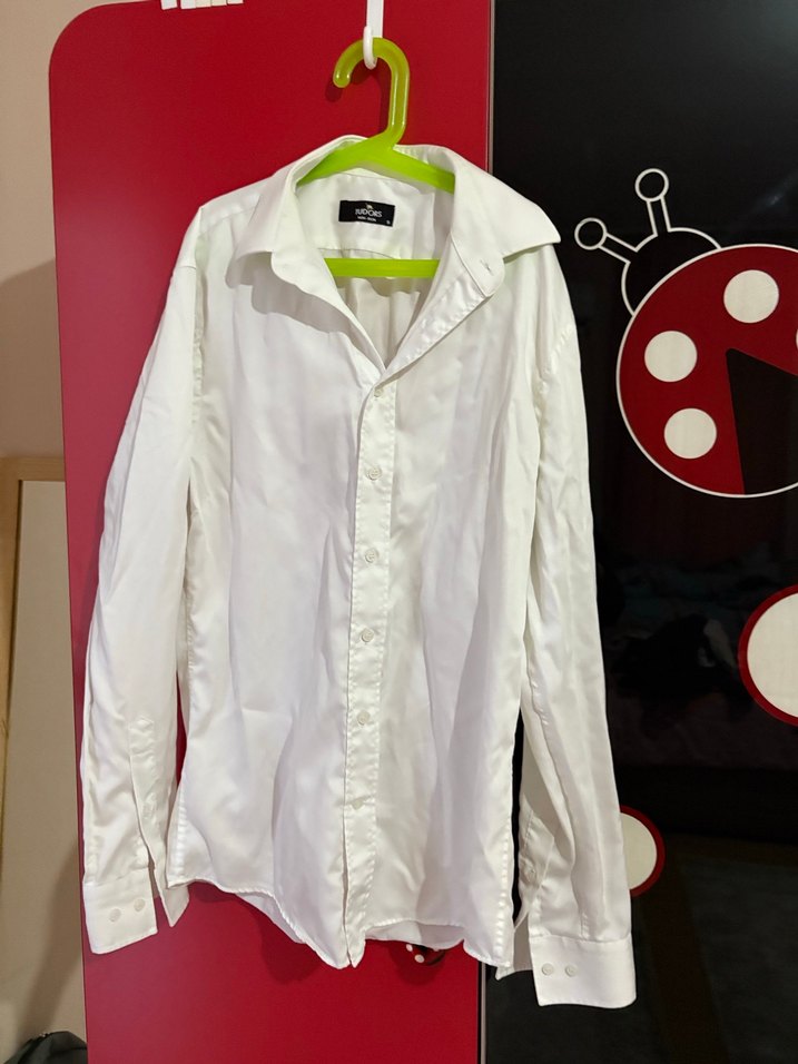 Düğmeli Beyaz Uzun Kollu Erkek Gömlek - Görsel 4