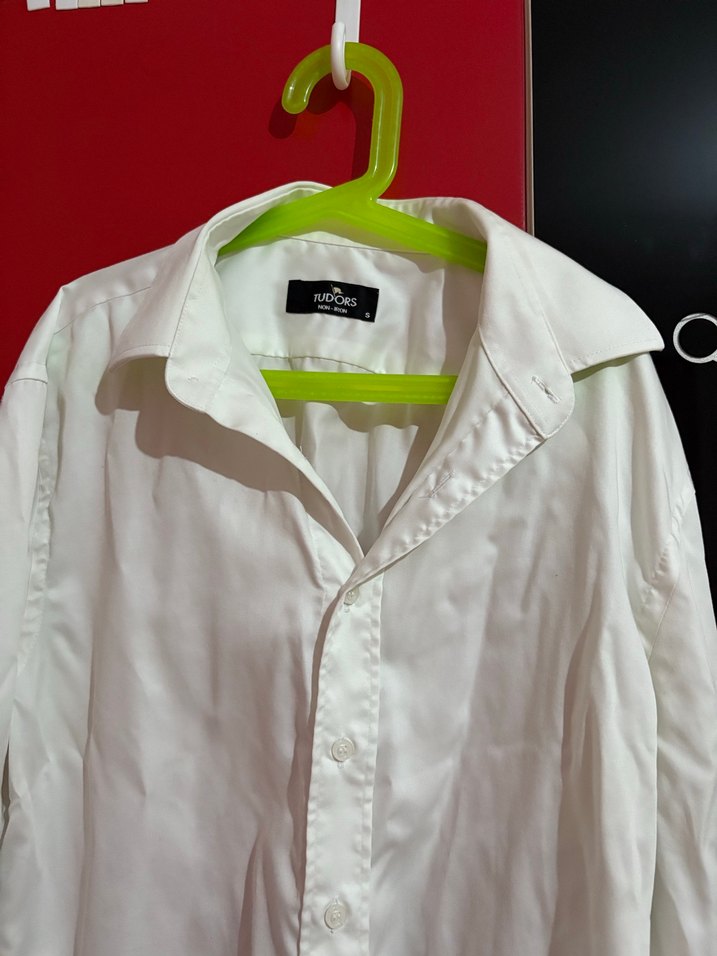 Düğmeli Beyaz Uzun Kollu Erkek Gömlek - Görsel 3