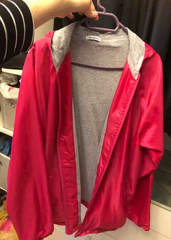 Kadın Kırmızı Midi Boy Rahat Kesim Rüzgarlık - Görsel 2