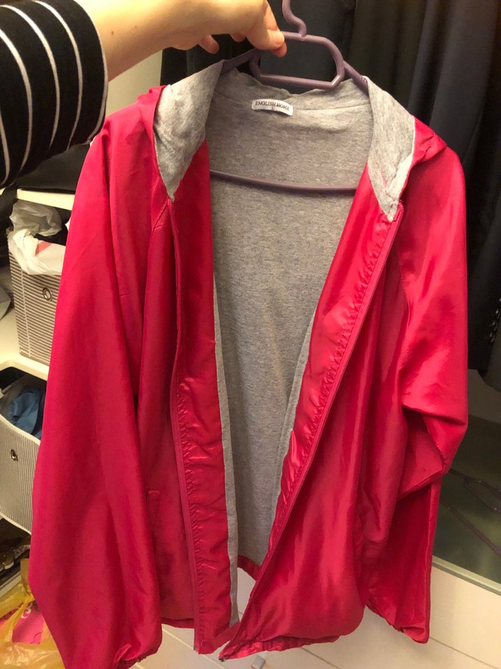 Kadın Kırmızı Midi Boy Rahat Kesim Rüzgarlık - Görsel 2