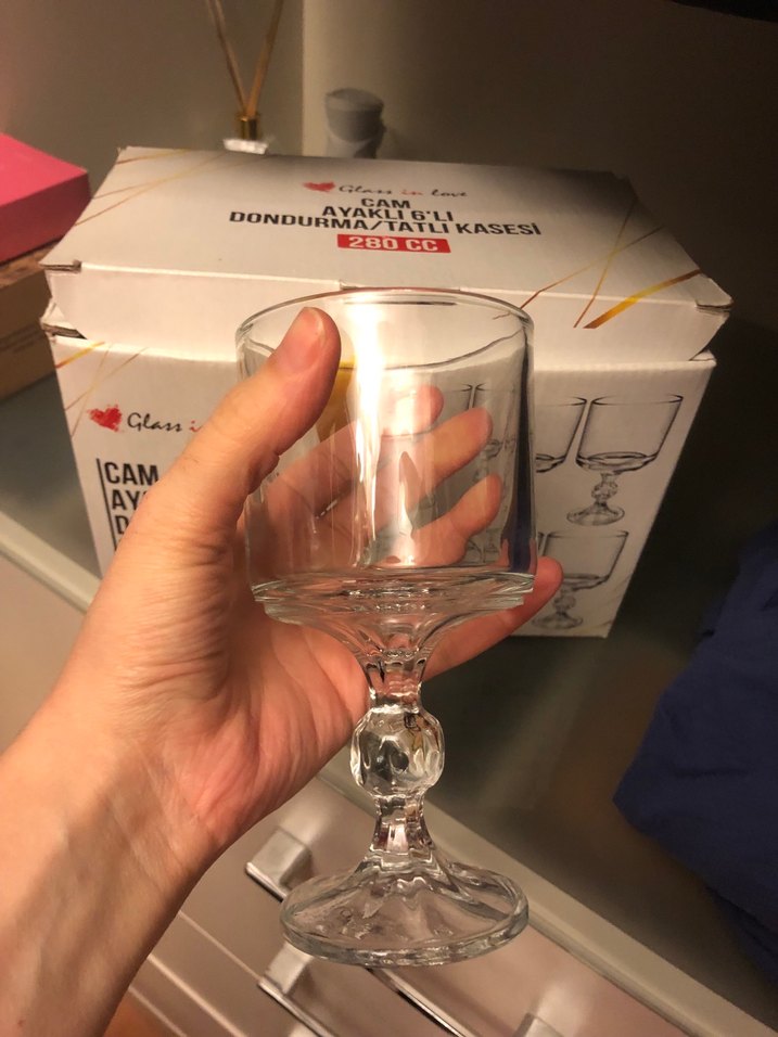 Cam Ayaklı 6'lı Dondurma/Tatlı Kasesi 280 cc - Görsel 2