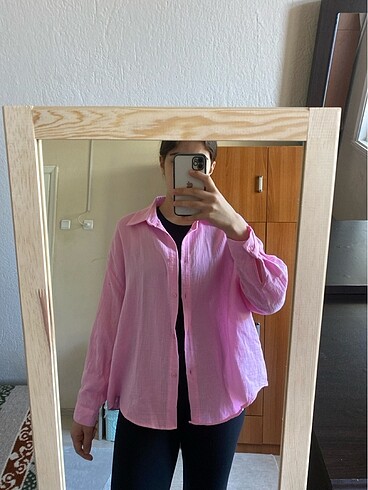 Pembe keten gömlek ????