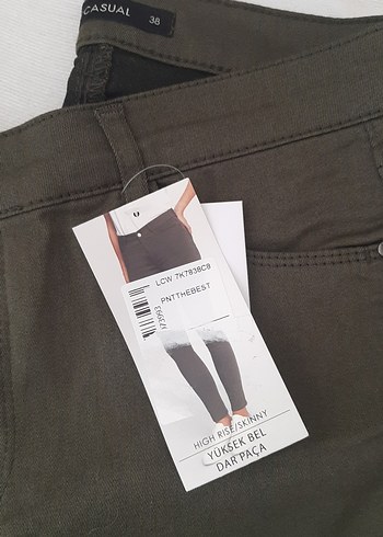 Kadın haki Kumaş Kemerli Pantolon - Görsel 2