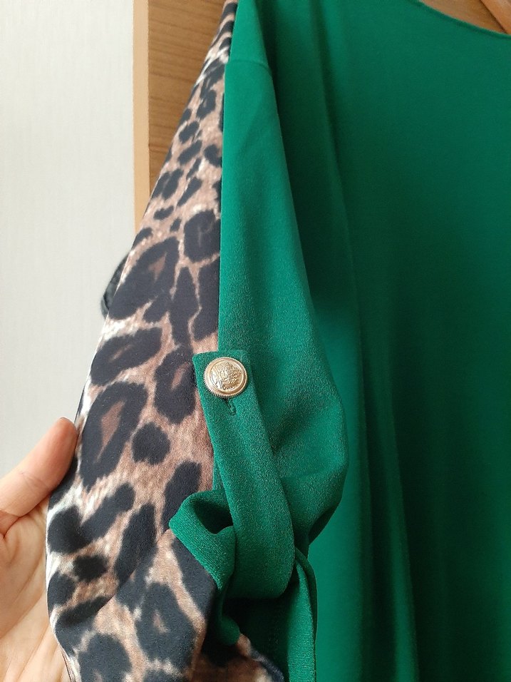 Leopar Desenli Kadın Uzun Kollu tunik - Görsel 5