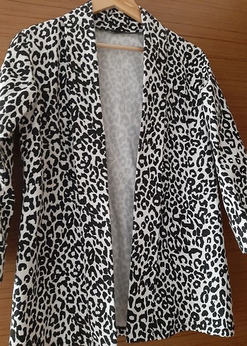 Gri Yılan Desenli Midi Kadın ceket - Görsel 2