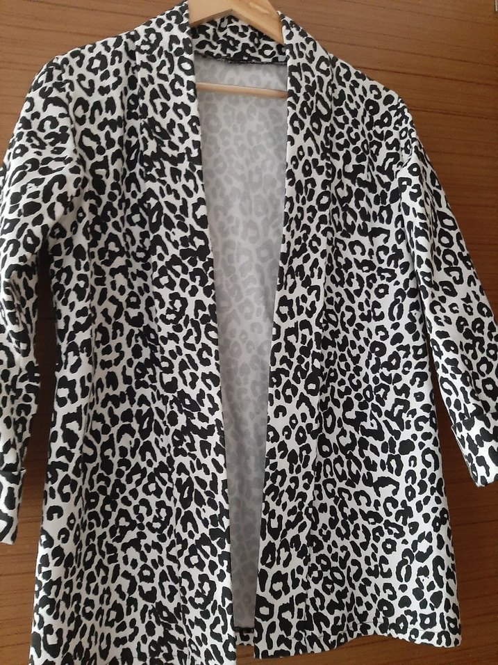 Gri Yılan Desenli Midi Kadın ceket - Görsel 2